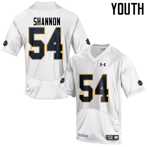 Youth #54 John Shannon Notre Dame Fighting Irish College Football Jerseys-White - Click Image to Close